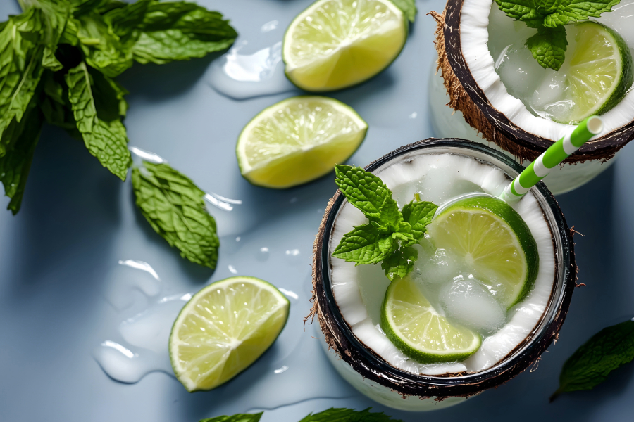 image of drink with mint and coconut